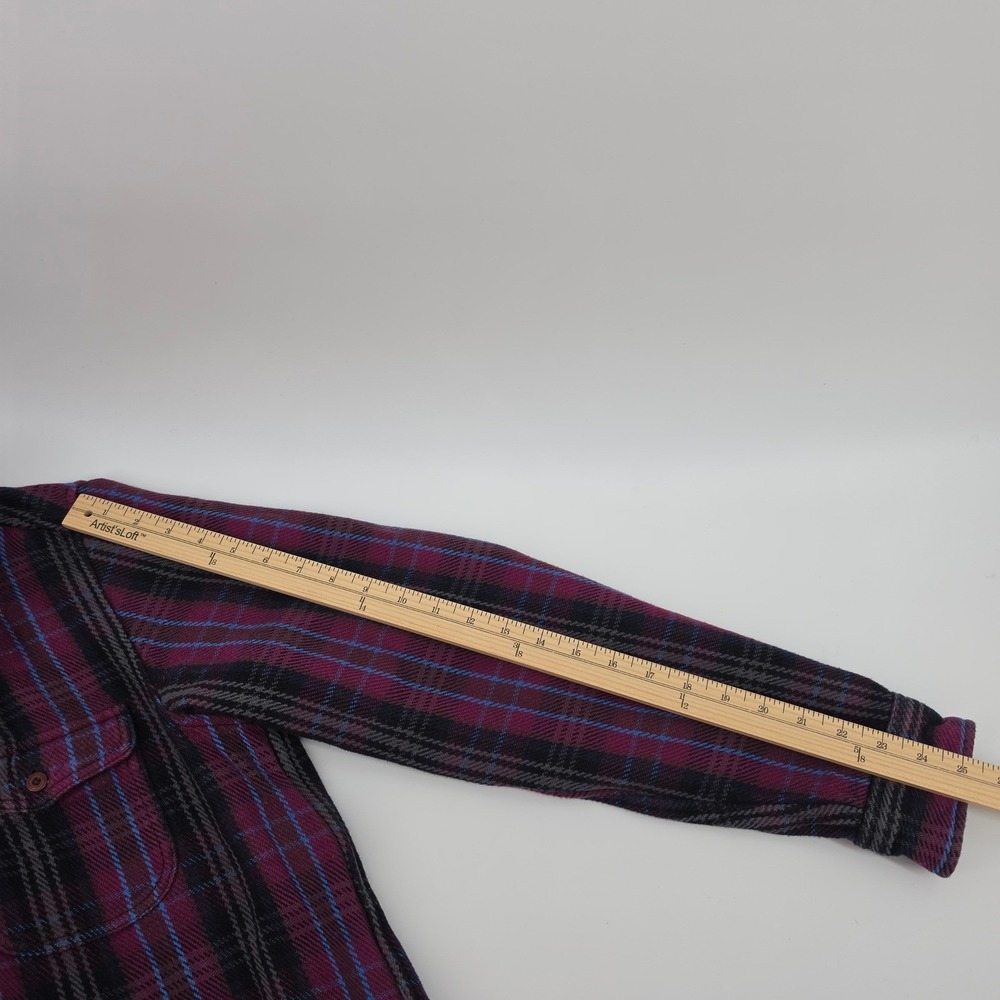 Outerknown Blanket Shirt XL Mens Purple Black Plaid Organic Cotton Flannel XL - Picture 8 of 11